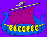Disegno Barca vikinga  pitturato su riccardo