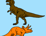Disegno Triceratops e Tyrannosaurus Rex pitturato su toro cavani