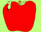 Disegno Vermiciattolo nella frutta  pitturato su ginevra