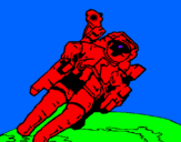Disegno Astronauta nello spazio  pitturato su ALESSIO