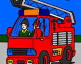 Disegno Camion dei Pompieri  pitturato su papi