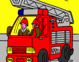 Disegno Camion dei Pompieri  pitturato su   lorenzo