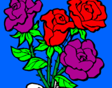 Disegno Mazzo di rose  pitturato su marti ... 2003