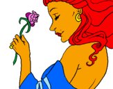Disegno Principessa con una rosa pitturato su Marta