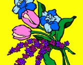 Disegno Mazzo di fiori pitturato su mandy