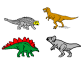 Disegno Dinosauri di terra  pitturato su marco