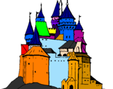Disegno Castello medievale  pitturato su ALESSIO
