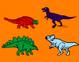 Disegno Dinosauri di terra  pitturato su marco
