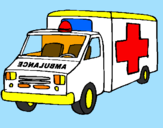 Disegno Ambulanza  pitturato su mattia