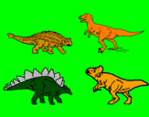 Disegno Dinosauri di terra  pitturato su mattia