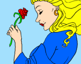 Disegno Principessa con una rosa pitturato su Alessian° 1