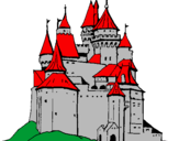Disegno Castello medievale  pitturato su dodo