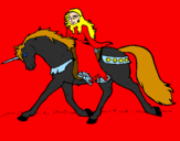 Disegno Principessa a cavallo di unicorno  pitturato su anónimo