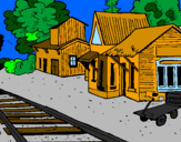 Disegno Stazione ferroviaria  pitturato su bleve antonio