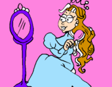 Disegno Principessa con lo specchio  pitturato su carlotta