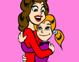 Disegno Madre e figlia abbracciate pitturato su giorgia