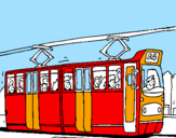Disegno Tram con passeggeri  pitturato su Fede guida il Tram