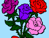 Disegno Mazzo di rose  pitturato su florina