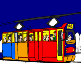 Disegno Tram con passeggeri  pitturato su niki