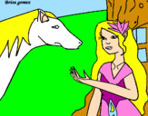 Disegno Principessa e cavallo pitturato su Aurora