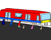 Disegno Passeggeri in attesa del treno  pitturato su Federico guida il Tram