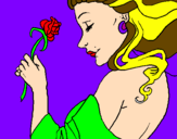 Disegno Principessa con una rosa pitturato su GRETA