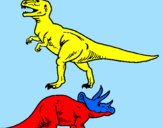Disegno Triceratops e Tyrannosaurus Rex pitturato su Emanuele