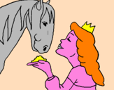 Disegno Principessa e cavallo  pitturato su chiara2