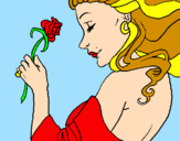Disegno Principessa con una rosa pitturato su simona