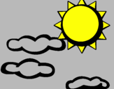 Disegno Sole con nuvole 2 pitturato su alessio