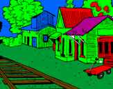 Disegno Stazione ferroviaria  pitturato su alessio