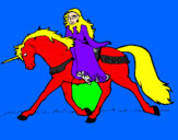 Disegno Principessa a cavallo di unicorno  pitturato su mirko salemme
