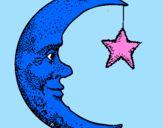 Disegno Luna e stelle  pitturato su alessia