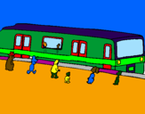 Disegno Passeggeri in attesa del treno  pitturato su METRO