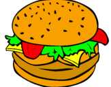Disegno Hamburger completo  pitturato su samuel
