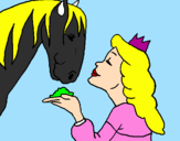 Disegno Principessa e cavallo  pitturato su claudia