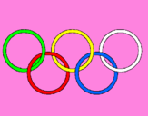 Disegno Anelli dei giochi olimpici  pitturato su diletta