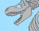 Disegno Scheletro di Tyrannosaurus rex pitturato su sergio