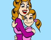 Disegno Madre e figlia abbracciate pitturato su valeria