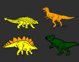 Disegno Dinosauri di terra  pitturato su tommaso
