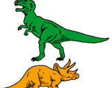 Disegno Triceratops e Tyrannosaurus Rex pitturato su EDO