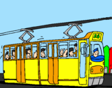 Disegno Tram con passeggeri  pitturato su edoardocardì
