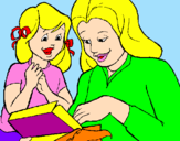 Disegno Madre e figlia  pitturato su alessia