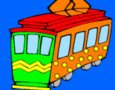 Disegno Tram  pitturato su bandiera tommaso arancion