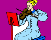 Disegno Dama violinista  pitturato su simone