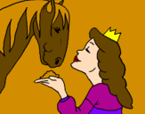 Disegno Principessa e cavallo  pitturato su federica