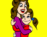 Disegno Madre e figlia abbracciate pitturato su carla