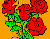 Disegno Mazzo di rose  pitturato su ylenia musso
