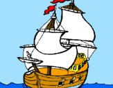 Disegno Barca  pitturato su bau bau