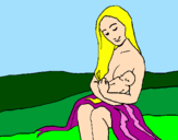 Disegno Madre e figlio  pitturato su DETTINA GIRL